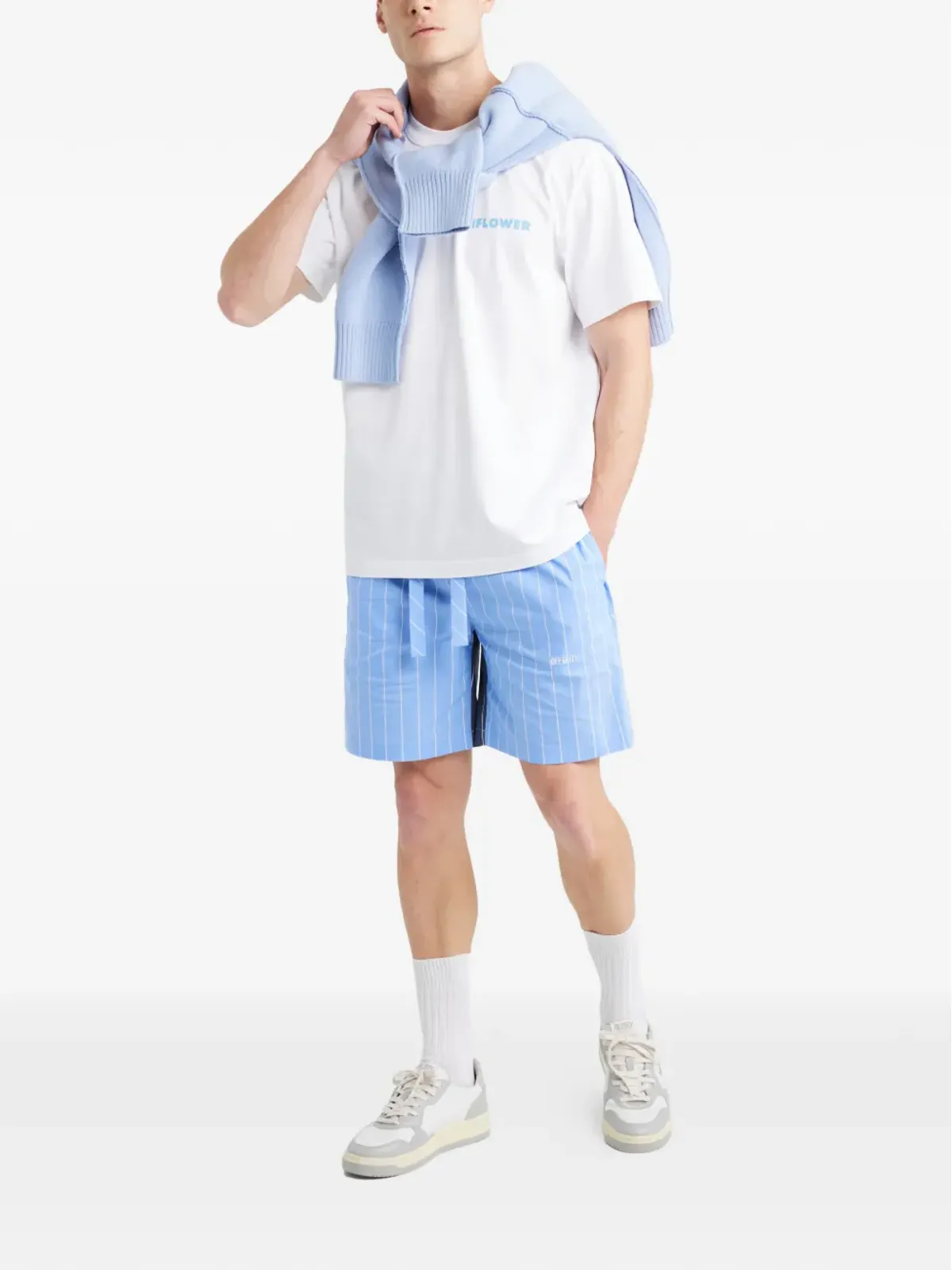 Off Duty ストライプ柄ドローストリングショーツ - 画像3