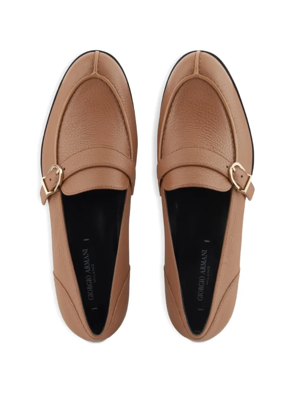 Giorgio Armani バックルストラップ レザー ローファー - 画像2