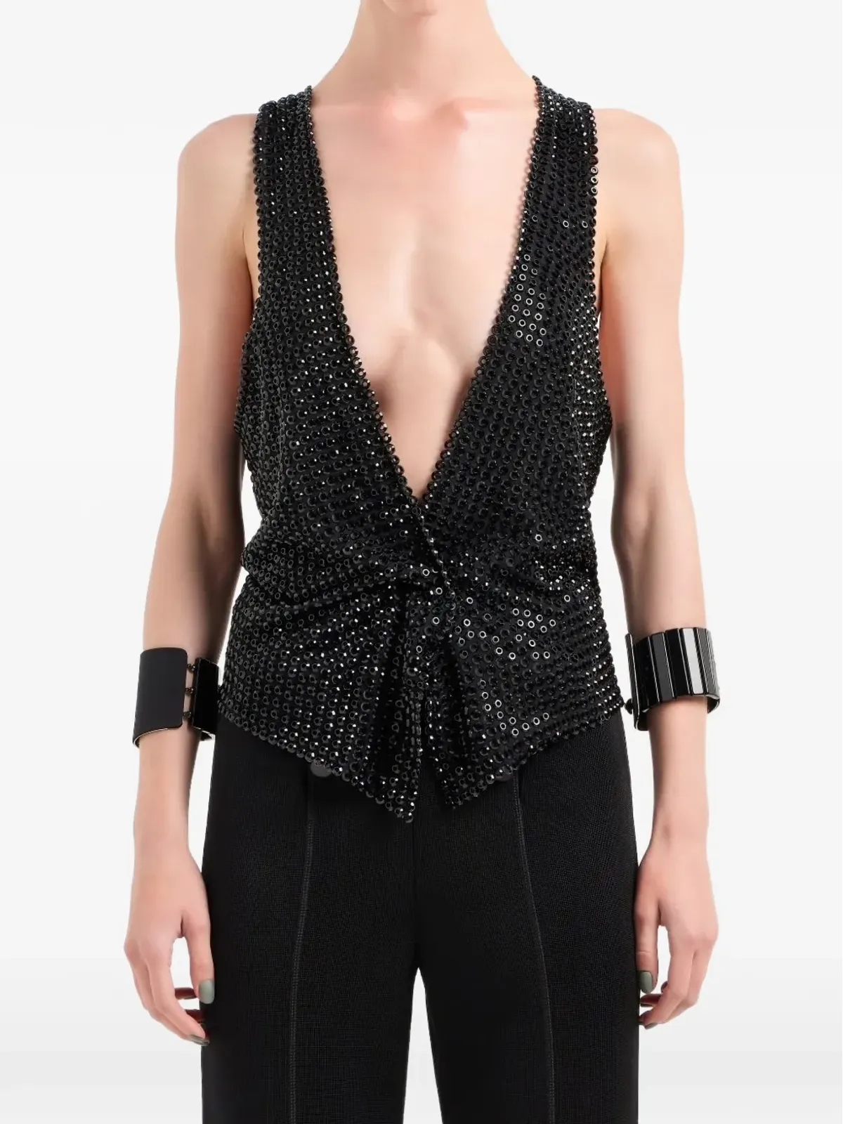 Giorgio Armani V-neck装飾ウェストコート - 画像2