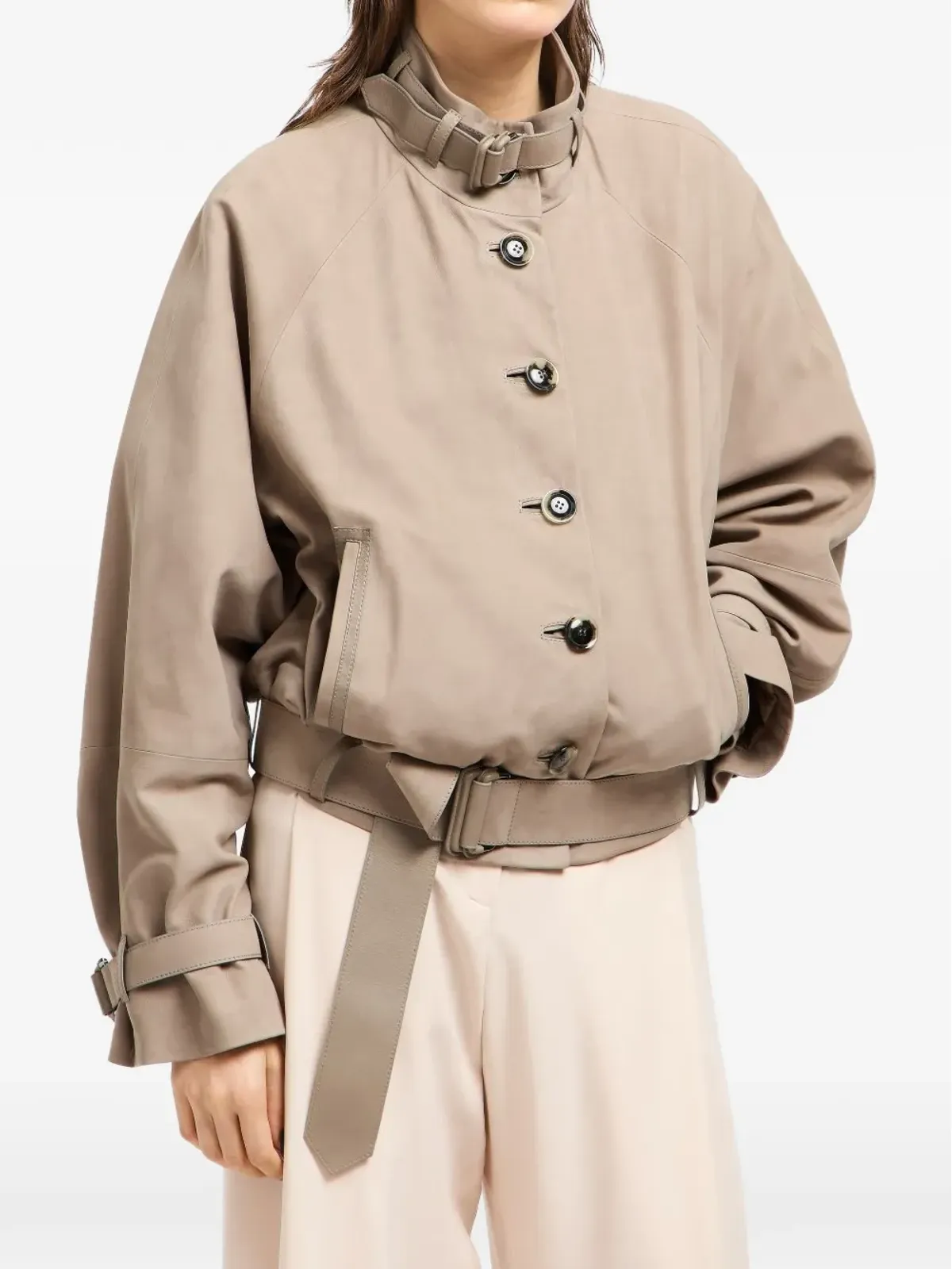 Giorgio Armani スタンドカラー レザー ジャケット - 画像2
