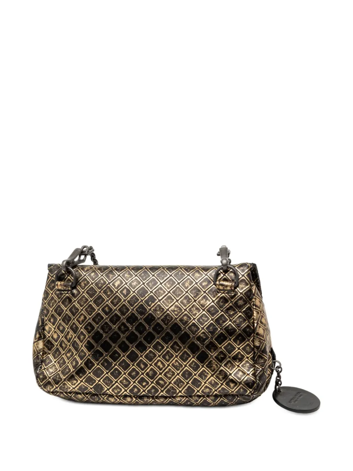Bottega Veneta Pre-Owned メタリックカーフスキン インテレッチオミラージュ チェーンフラップ クロスボディバッグ - ゴールド - 画像3