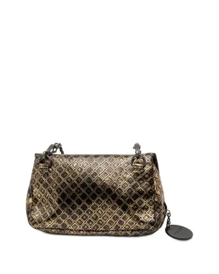 Bottega Veneta Pre-Owned メタリックカーフスキン インテレッチオミラージュ チェーンフラップ クロスボディバッグ - ゴールド - サムネイル3