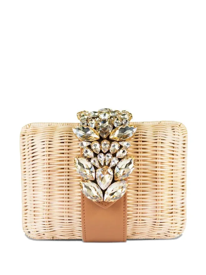 Gedebe Gedebe Capri crystal-embellished clutch bag - Neutralsの商品画像