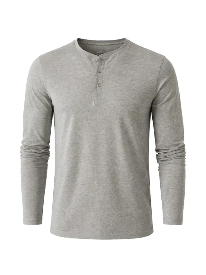 PATRICK ASSARAF PATRICK ASSARAF ボタン付きヘンリーネックTシャツ - グレーの商品画像