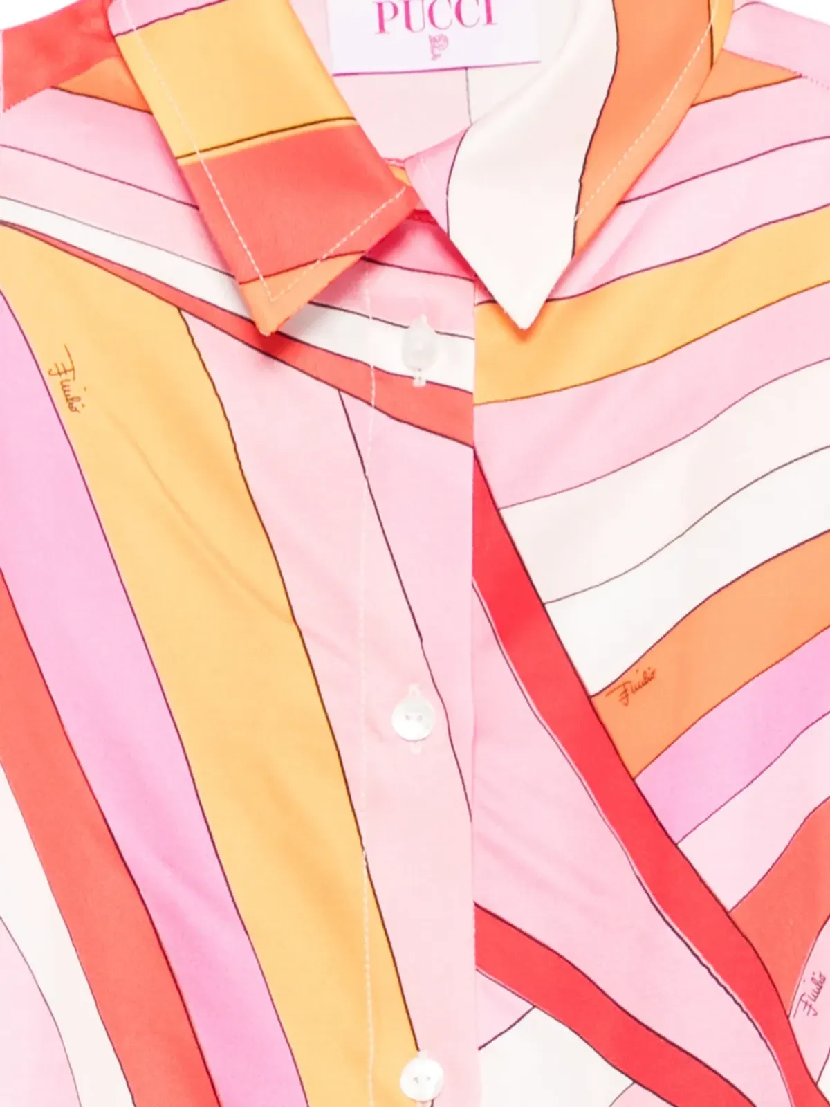 PUCCI Junior ストライプ柄ボタン留めシャツ ピンク - 画像3