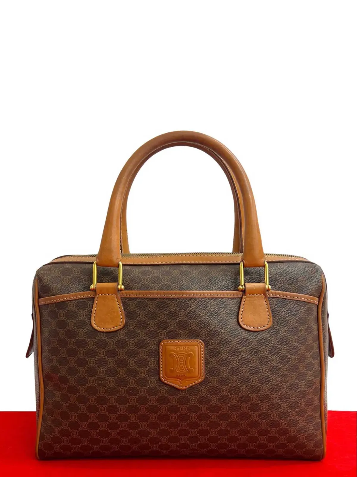 Celine Pre-Owned 1994 Macadam コーテッドキャンバス ボストンバッグ ブラウン - 画像2