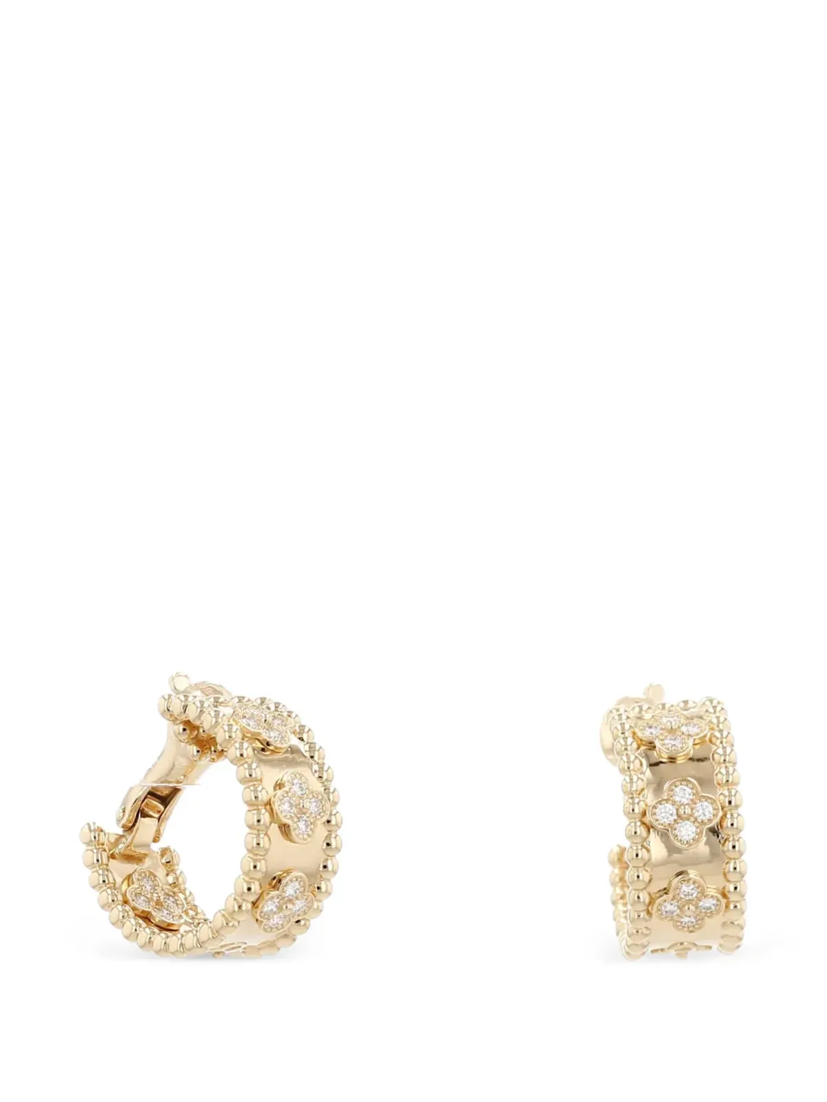 Van Cleef & Arpels 2020s ペルレ トレフル ダイヤモンド フープ ピアス - ゴールド - 画像5