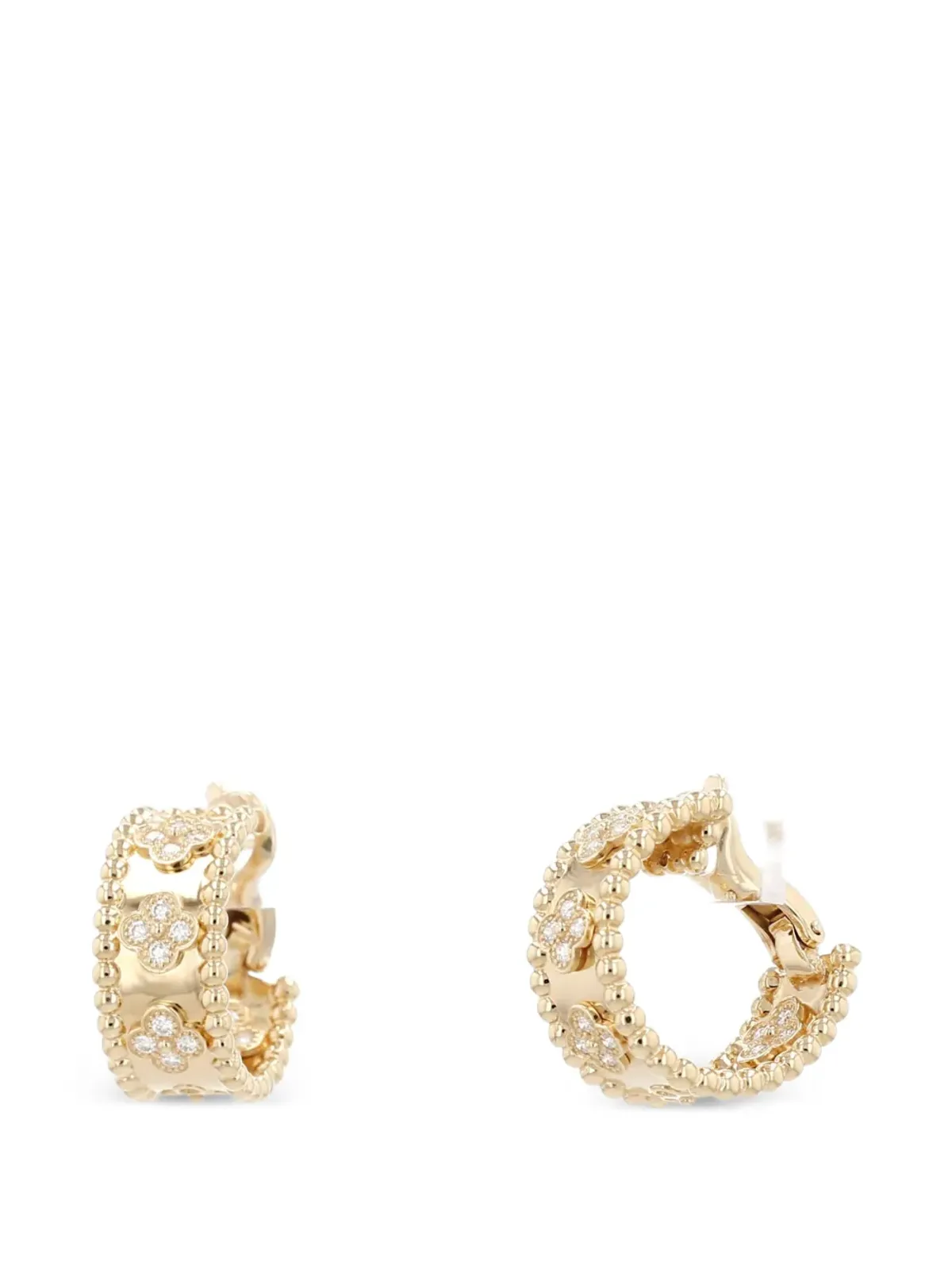 Van Cleef & Arpels 2020s ペルレ トレフル ダイヤモンド フープ ピアス - ゴールド - 画像3