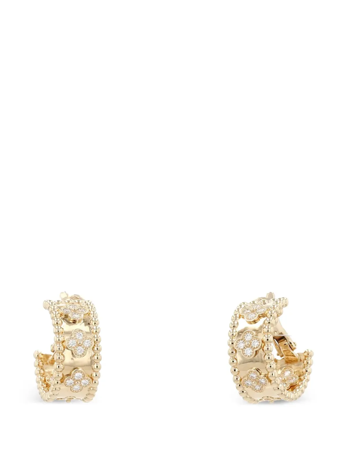 Van Cleef & Arpels 2020s ペルレ トレフル ダイヤモンド フープ ピアス - ゴールド - 画像4