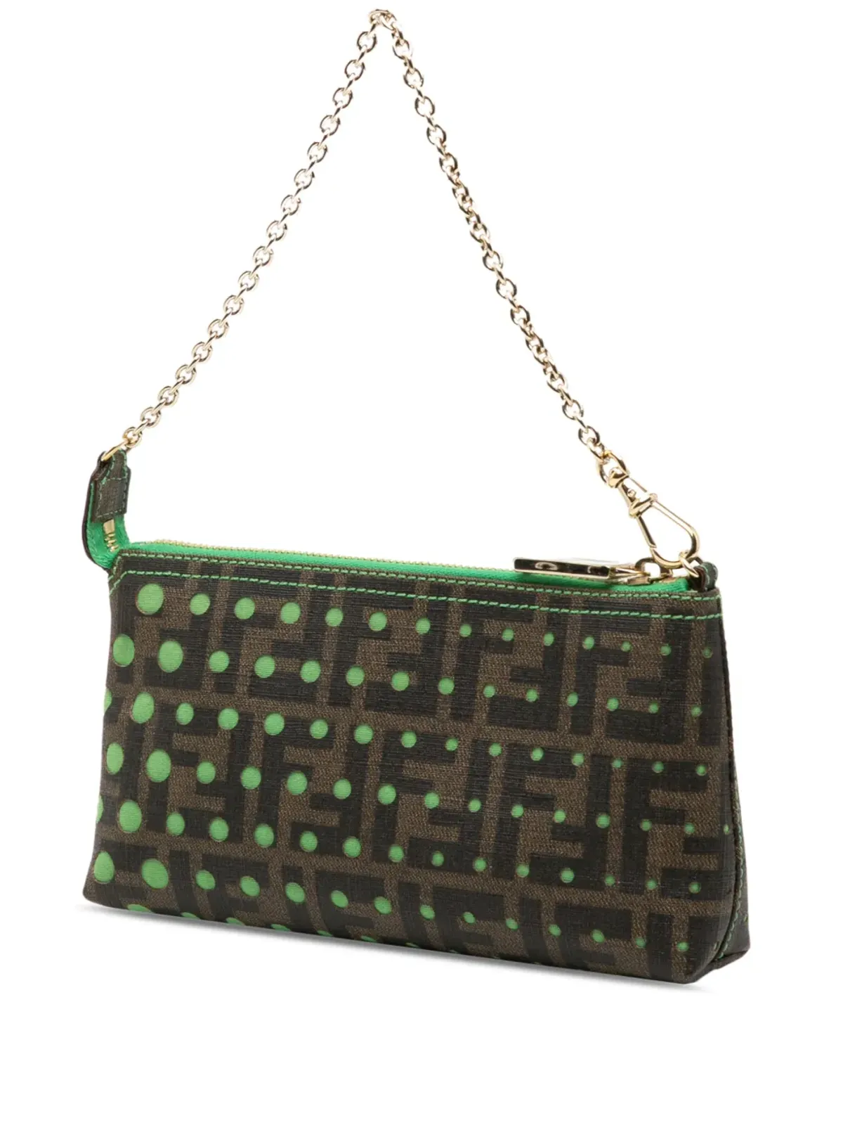 Fendi Vintage Zucca Spalmati Dots Chain Pochette ショルダーバッグ - ブラウン - 画像3