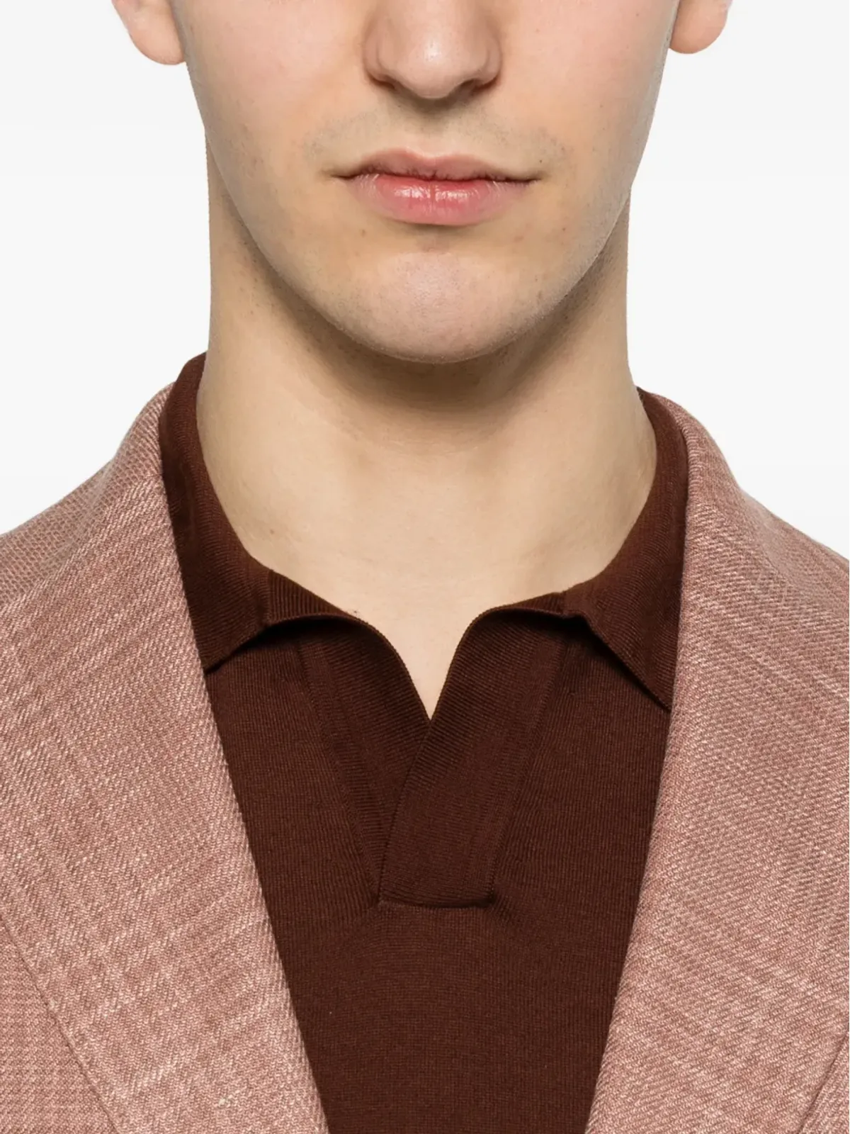 Piacenza Cashmere 半袖ポロシャツ - ブラウン - 画像5
