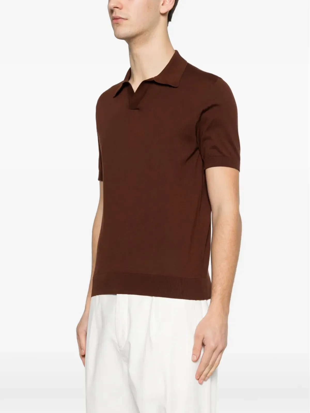 Piacenza Cashmere 半袖ポロシャツ - ブラウン - 画像3