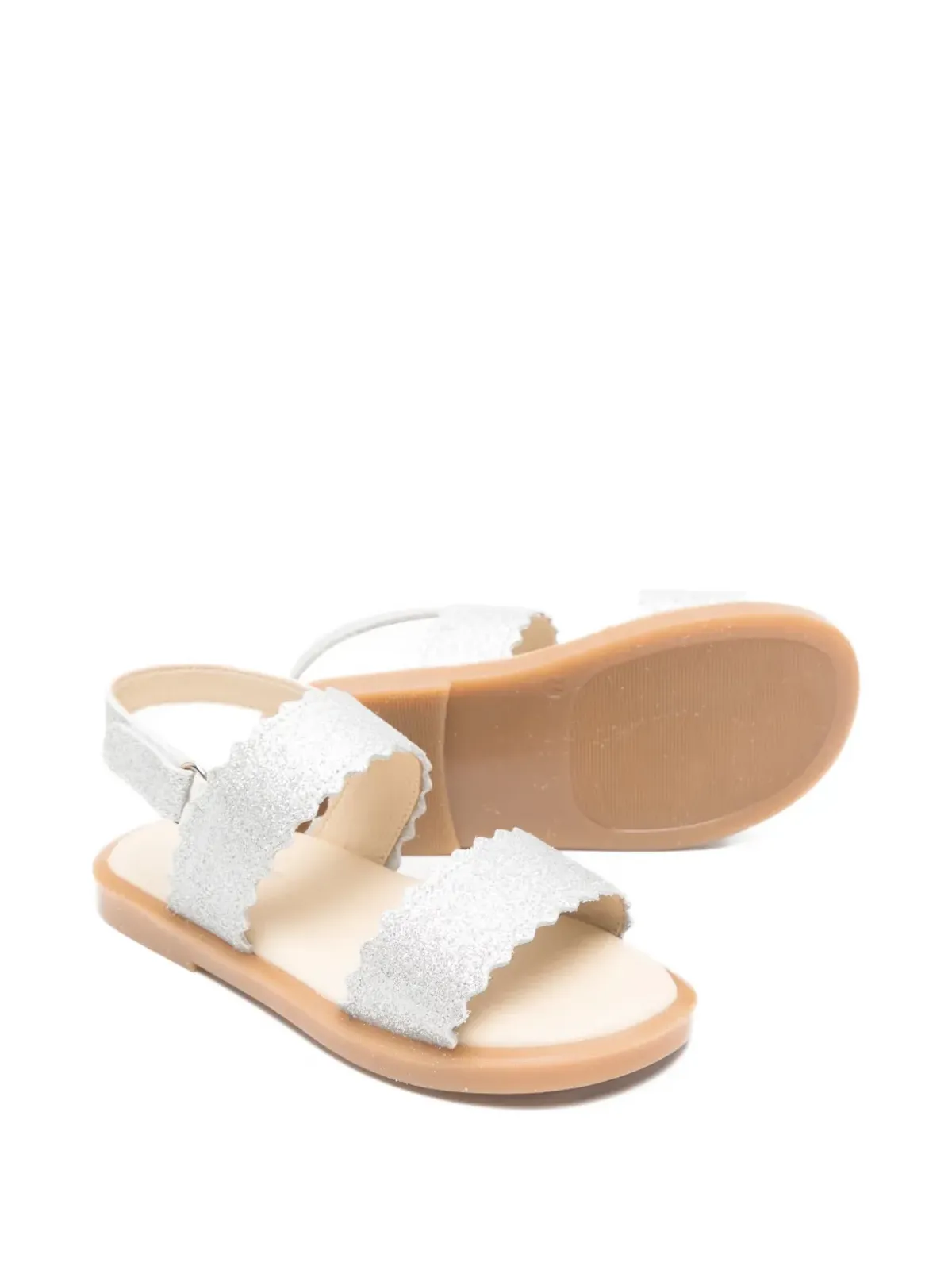 BabyWalker scalloped-strap sandals - Silver - 画像2