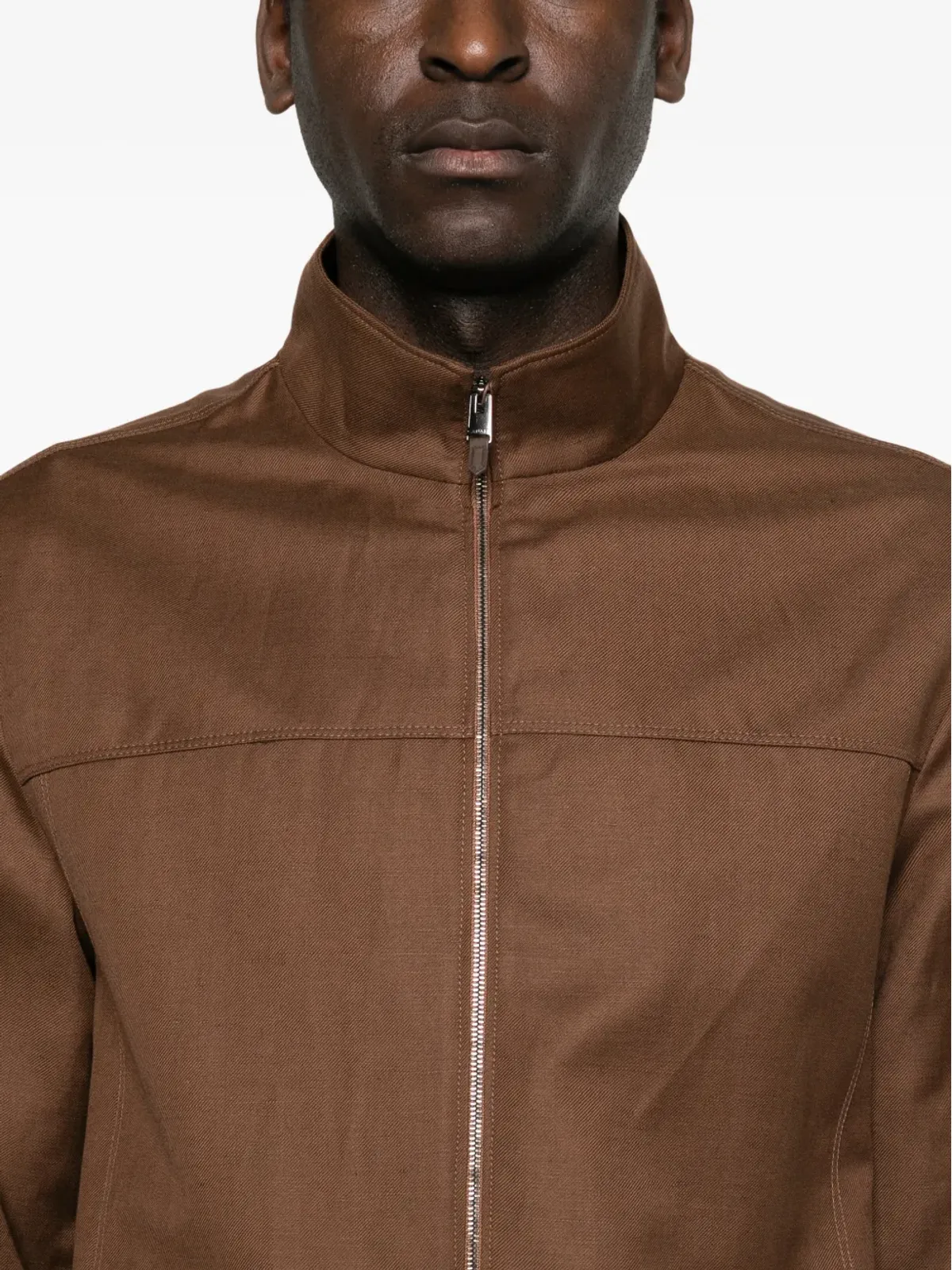 Canali zip-up shirt jacket - Brown - 画像5