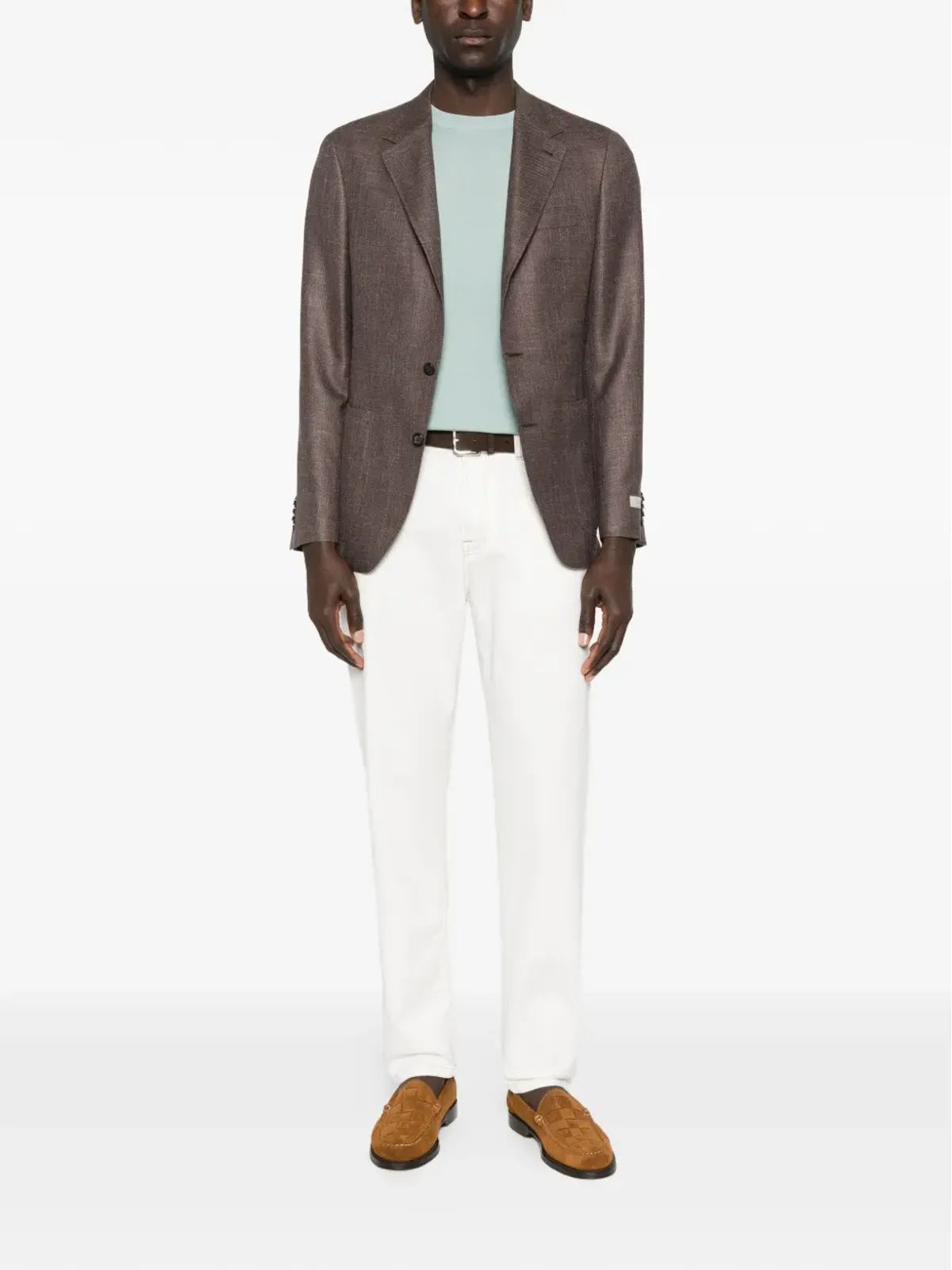 Canali ケイ ノッチド・ラペル ブレザー - Brown - 画像2