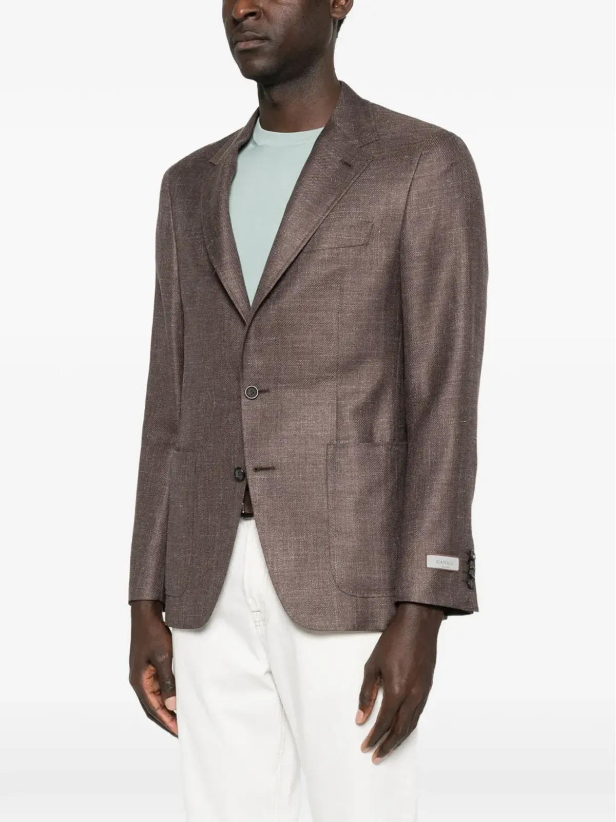 Canali ケイ ノッチド・ラペル ブレザー - Brown - 画像3