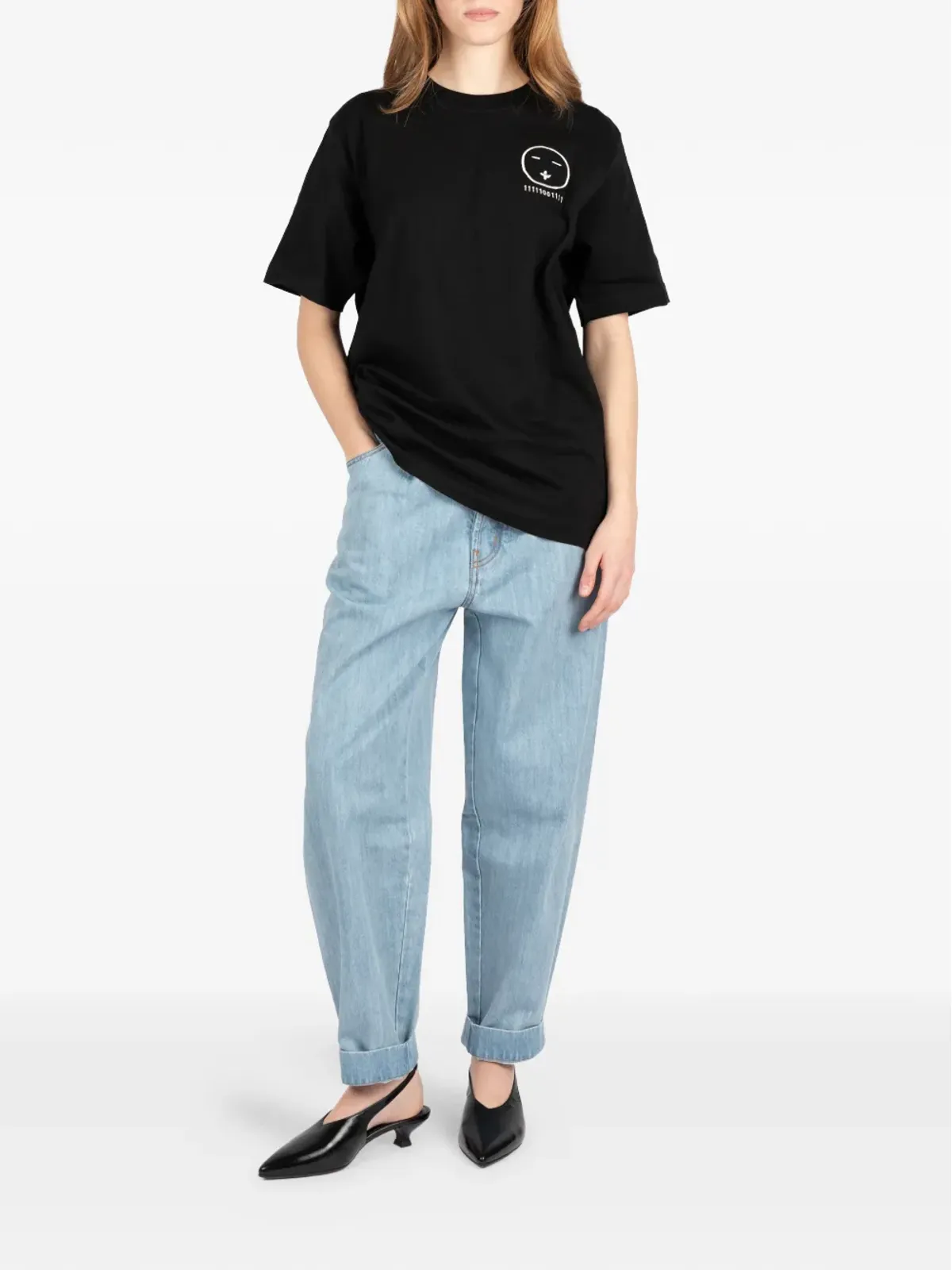 Société Anonyme Skater face-embroidered T-shirt - Black - 画像3