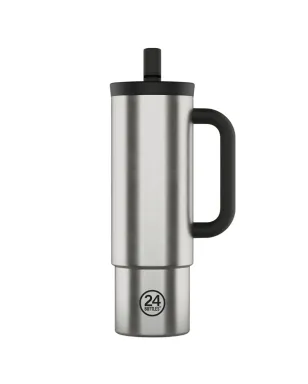 24bottles ブラッシュドハンドル ストロー付きカップ - シルバー - サムネイル1