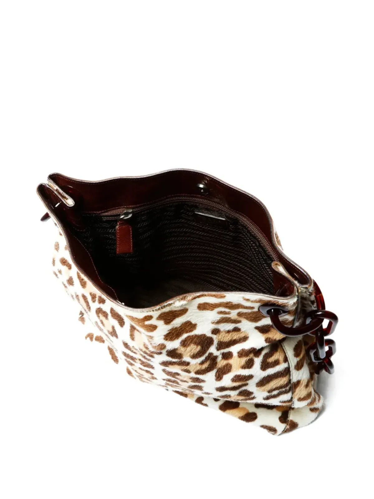 Prada ビンテージ 2000年代 レオパード柄カーフヘア ショルダーバッグ - ホワイト - 画像5