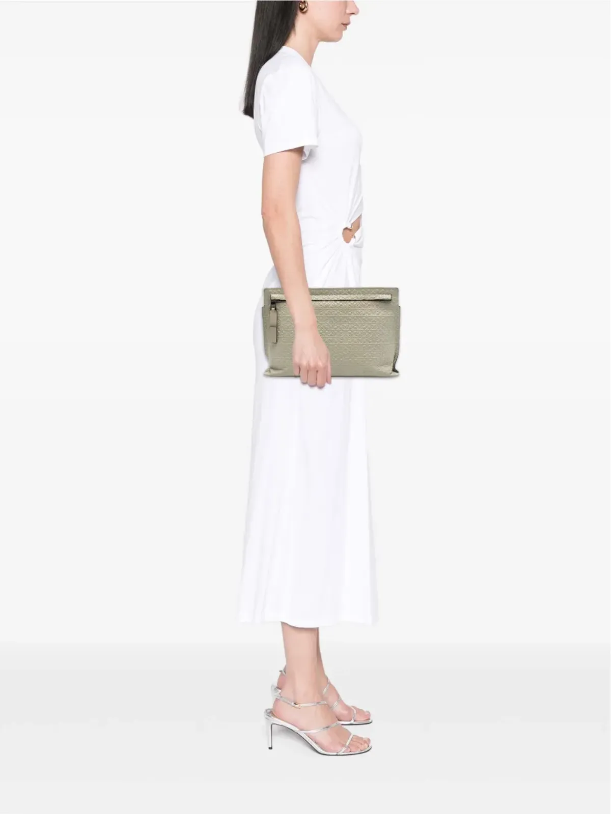 Loewe Pre-Owned エンボスレザー アナグラム リピート T クラッチバッグ - 画像2