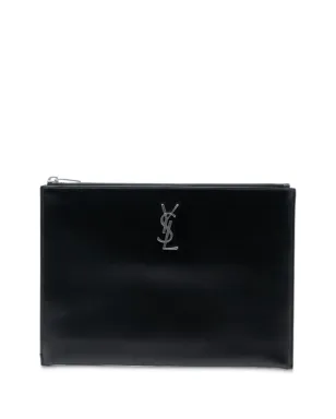 Saint Laurent Pre-Owned 2018 Leather Monogram Ipad Case クラッチバッグ - ブラック - サムネイル1