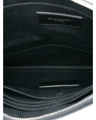 Saint Laurent Pre-Owned 2018 Leather Monogram Ipad Case クラッチバッグ - ブラック - サムネイル5