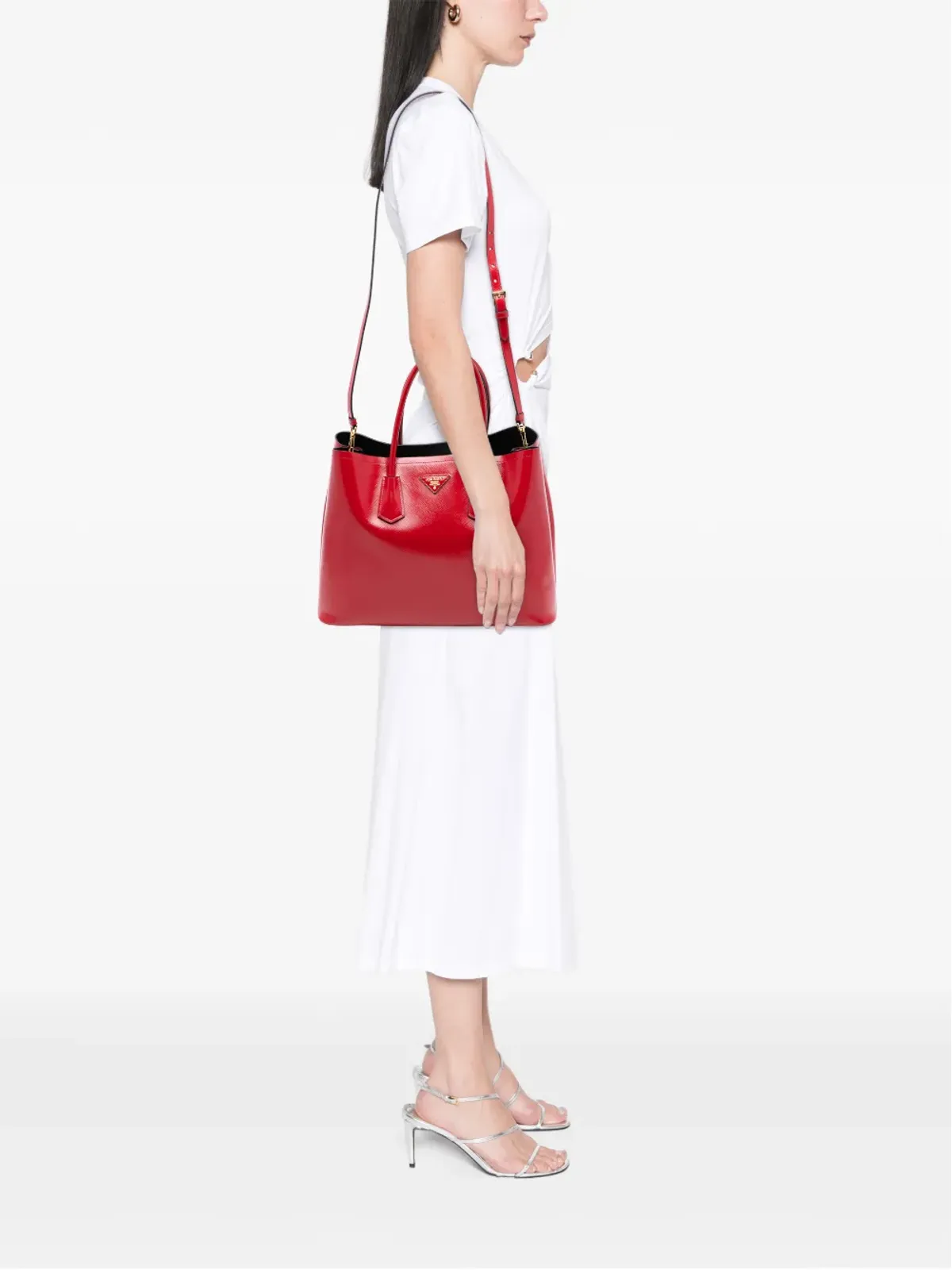 Prada Pre-Owned サフィアーノ ヴェルニ ダブルサッチェル - 画像2