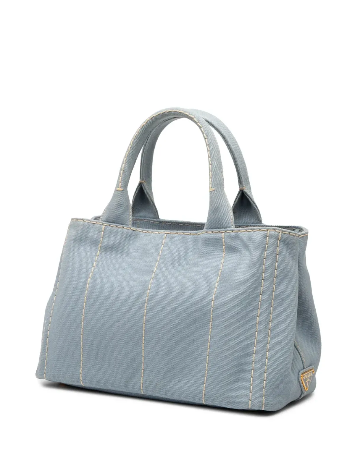 Prada ビンテージ 2000-2025 小型キャンバス カナパ ロゴ サッチェル ブルー - 画像3