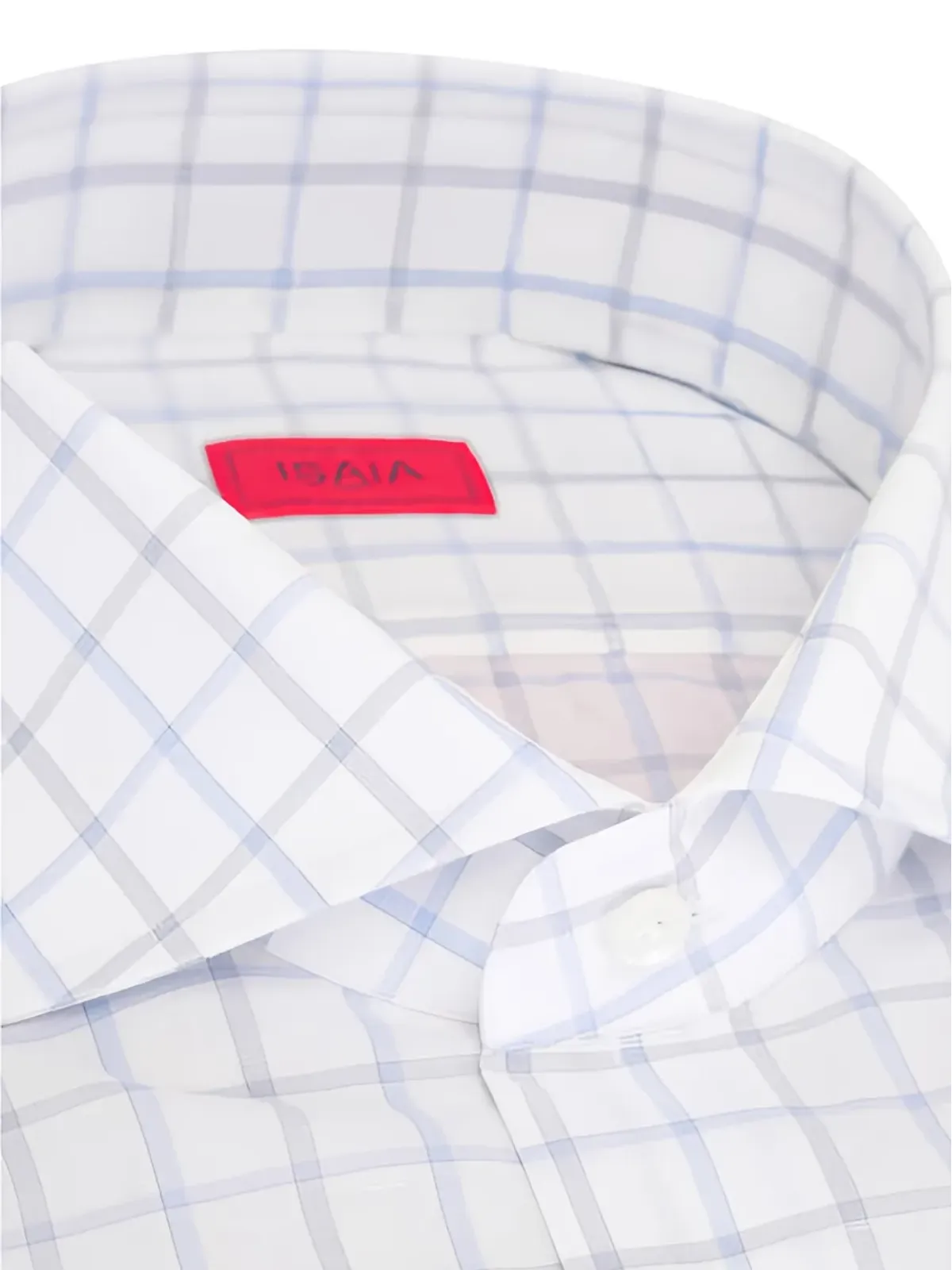 Isaia 白のチェックシャツ - 画像2