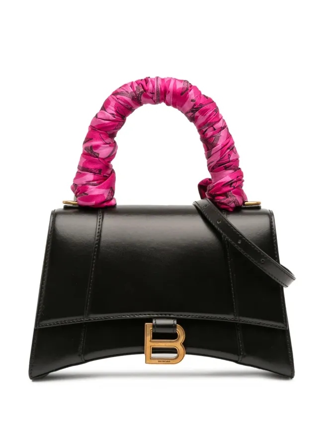 Balenciaga Pre-Owned Balenciaga Pre-Owned 小型シャイニーボックス カーフスキン アワーグラス トップハンドル バッグ／サッチェル - ブラックの商品画像