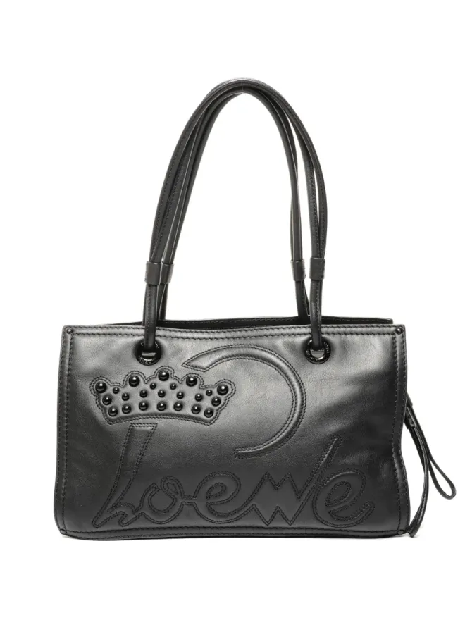 Loewe Pre-Owned Loewe Pre-Owned ロゴ刺繡・スタッズ装飾ショルダーバッグ - ブラックの商品画像