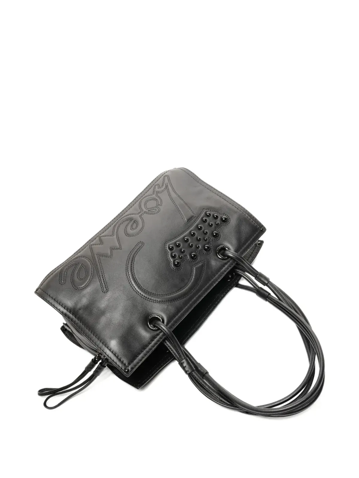Loewe Pre-Owned ロゴ刺繡・スタッズ装飾ショルダーバッグ - ブラック - 画像3