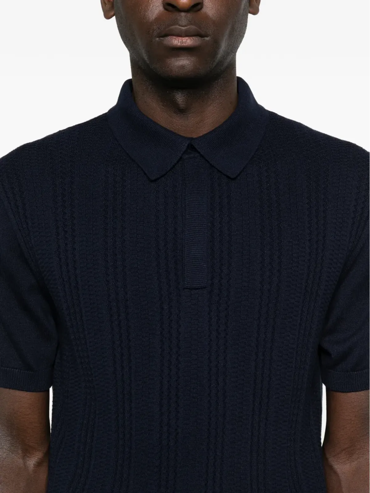 Canali 短袖ニットポロシャツ - 画像5