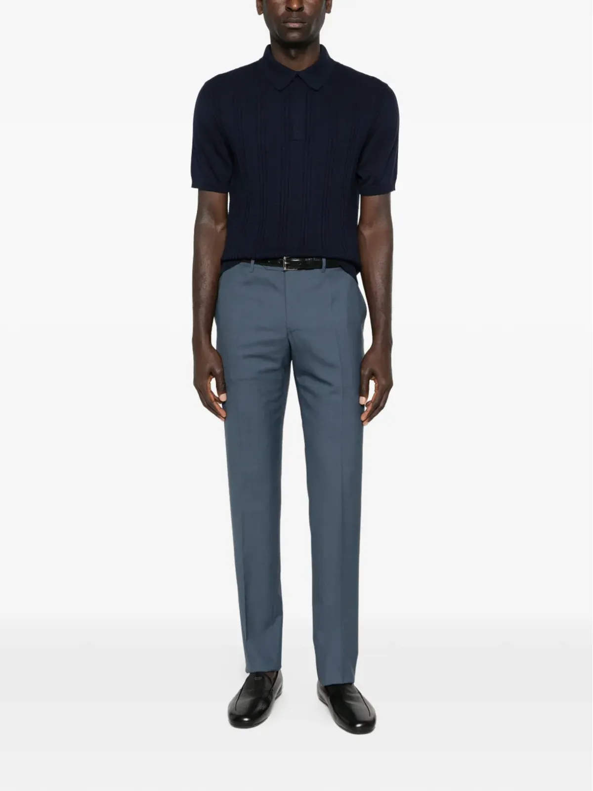 Canali 短袖ニットポロシャツ - 画像2