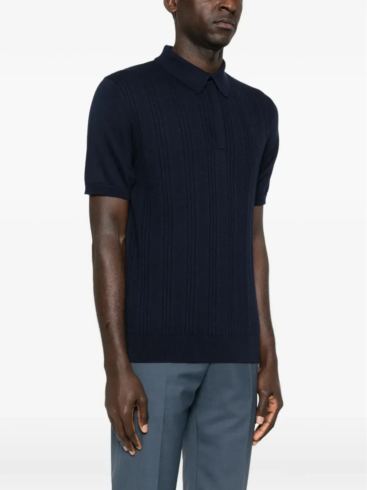 Canali 短袖ニットポロシャツ - 画像3