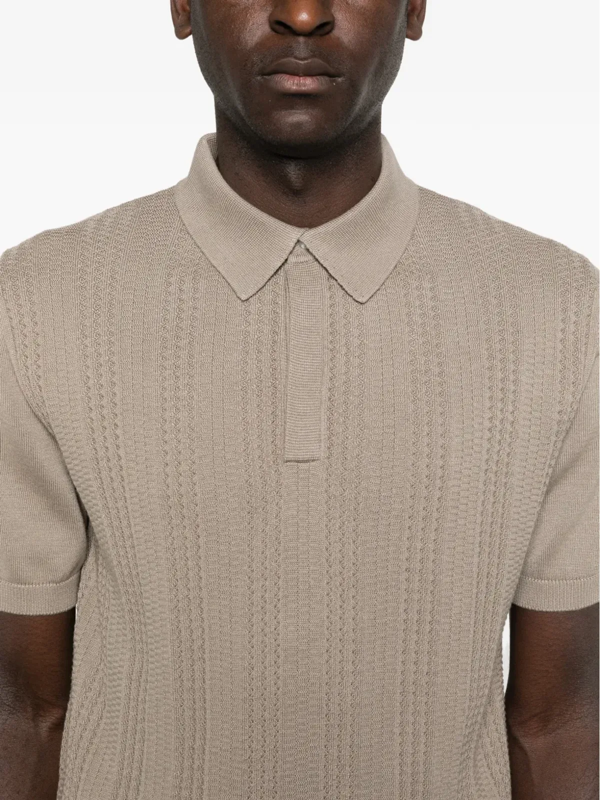 Canali テクスチャードニット ポロシャツ - 画像5