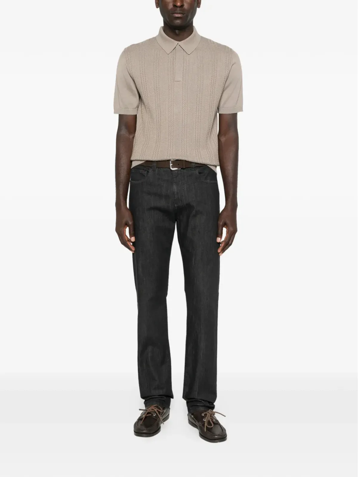 Canali テクスチャードニット ポロシャツ - 画像2