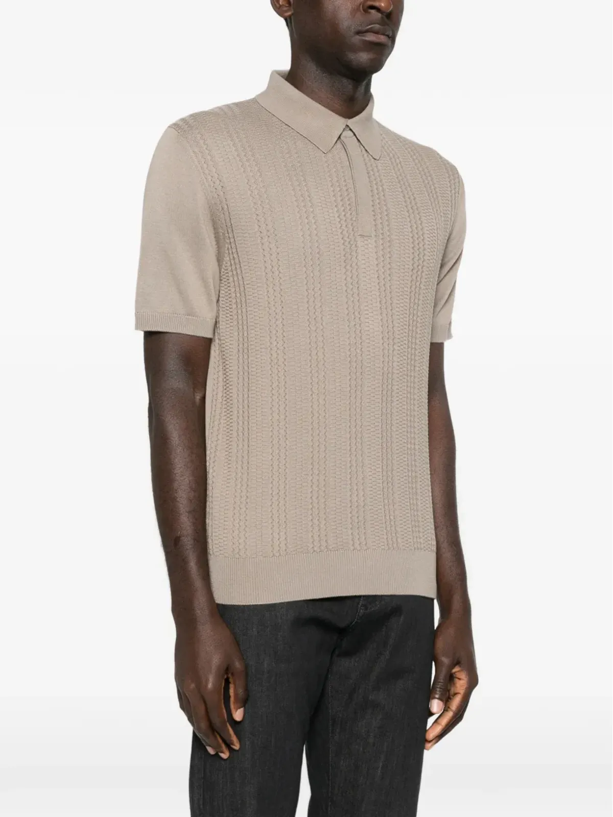 Canali テクスチャードニット ポロシャツ - 画像3
