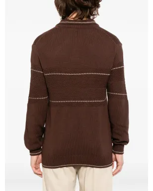 Canali striped V-neck jumper - Brown - サムネイル4