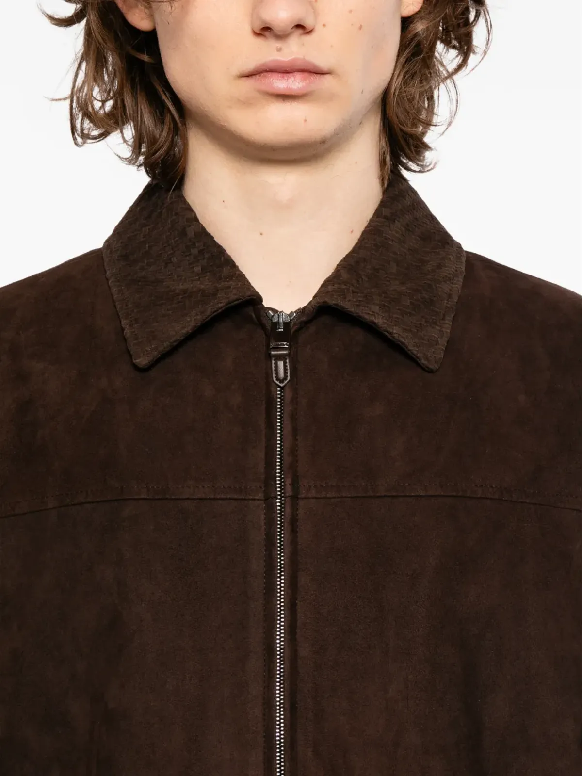 Canali ジップスエードジャケット ブラウン - 画像5
