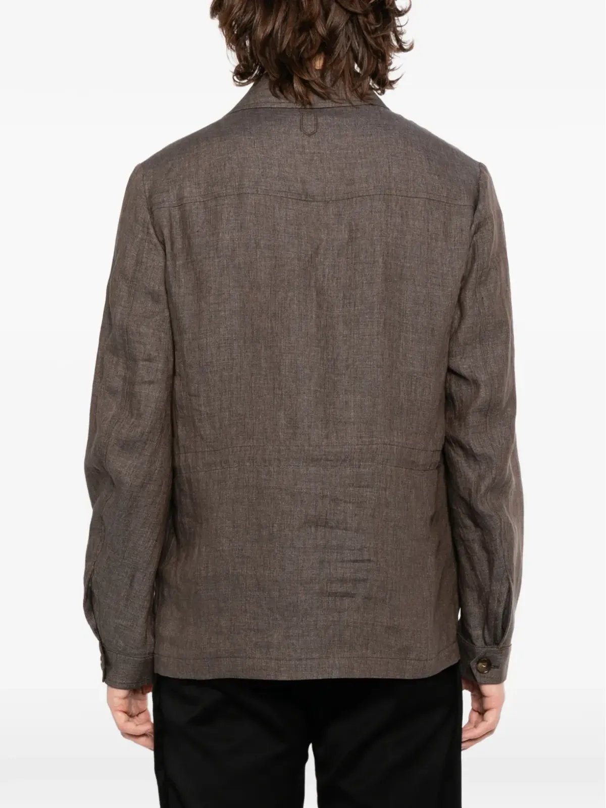 Canali フラップポケットシャツジャケット - ブラウン - 画像4