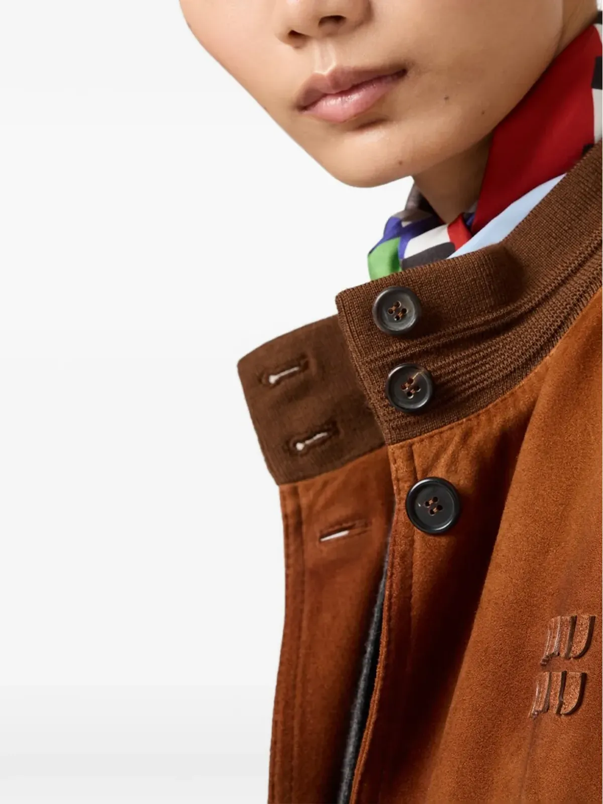 Miu Miu ロゴディテール スエードジャケット - 画像5