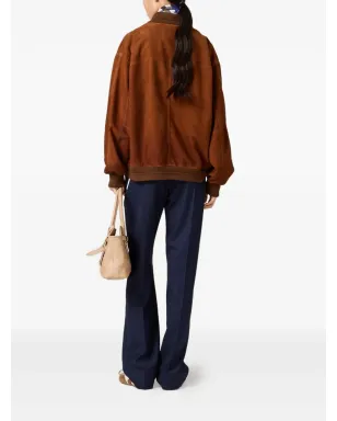 Miu Miu ロゴディテール スエードジャケット - サムネイル3