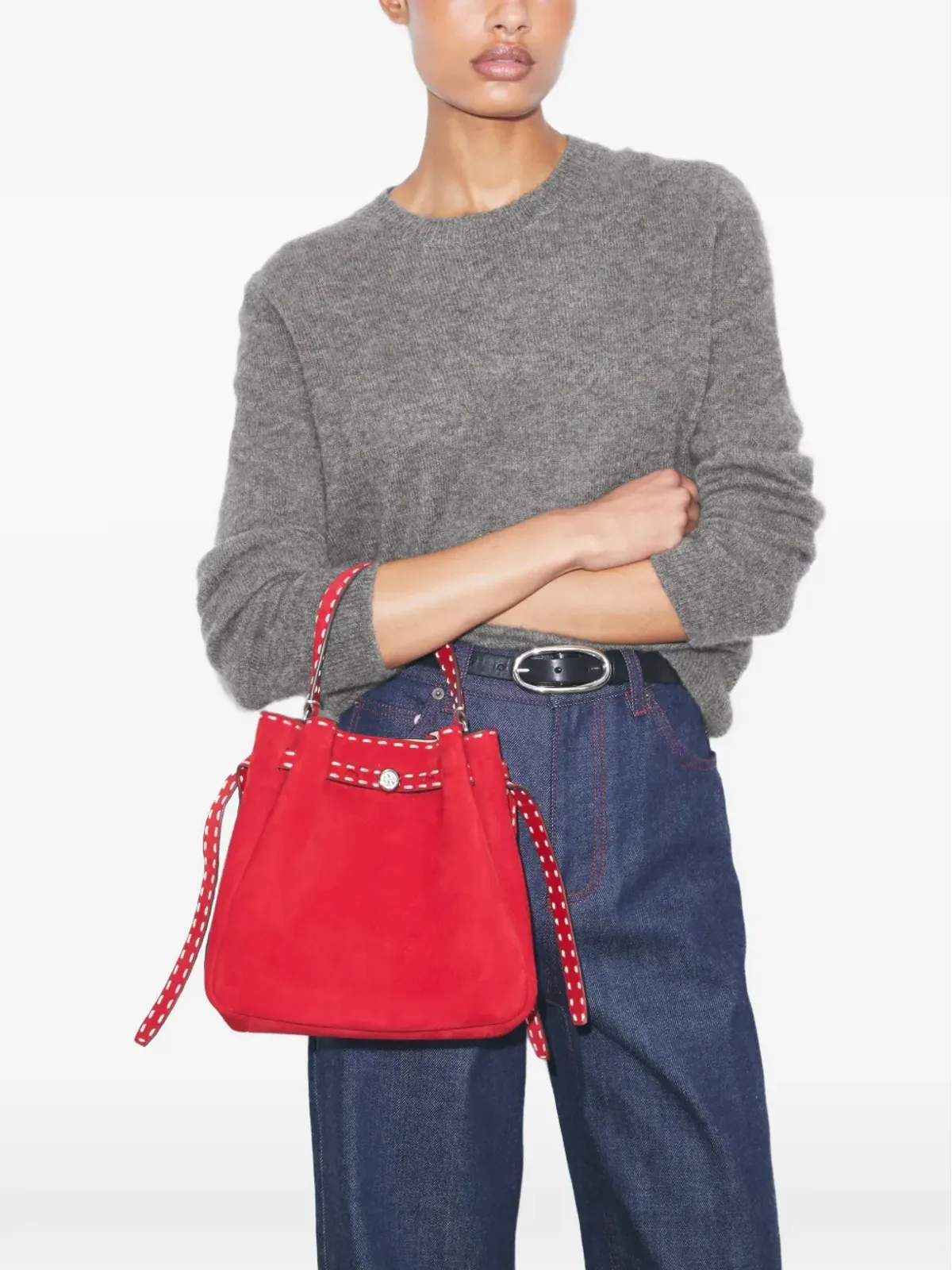 Tory Burch ロミー ピックステッチ バケットバッグ - 画像2