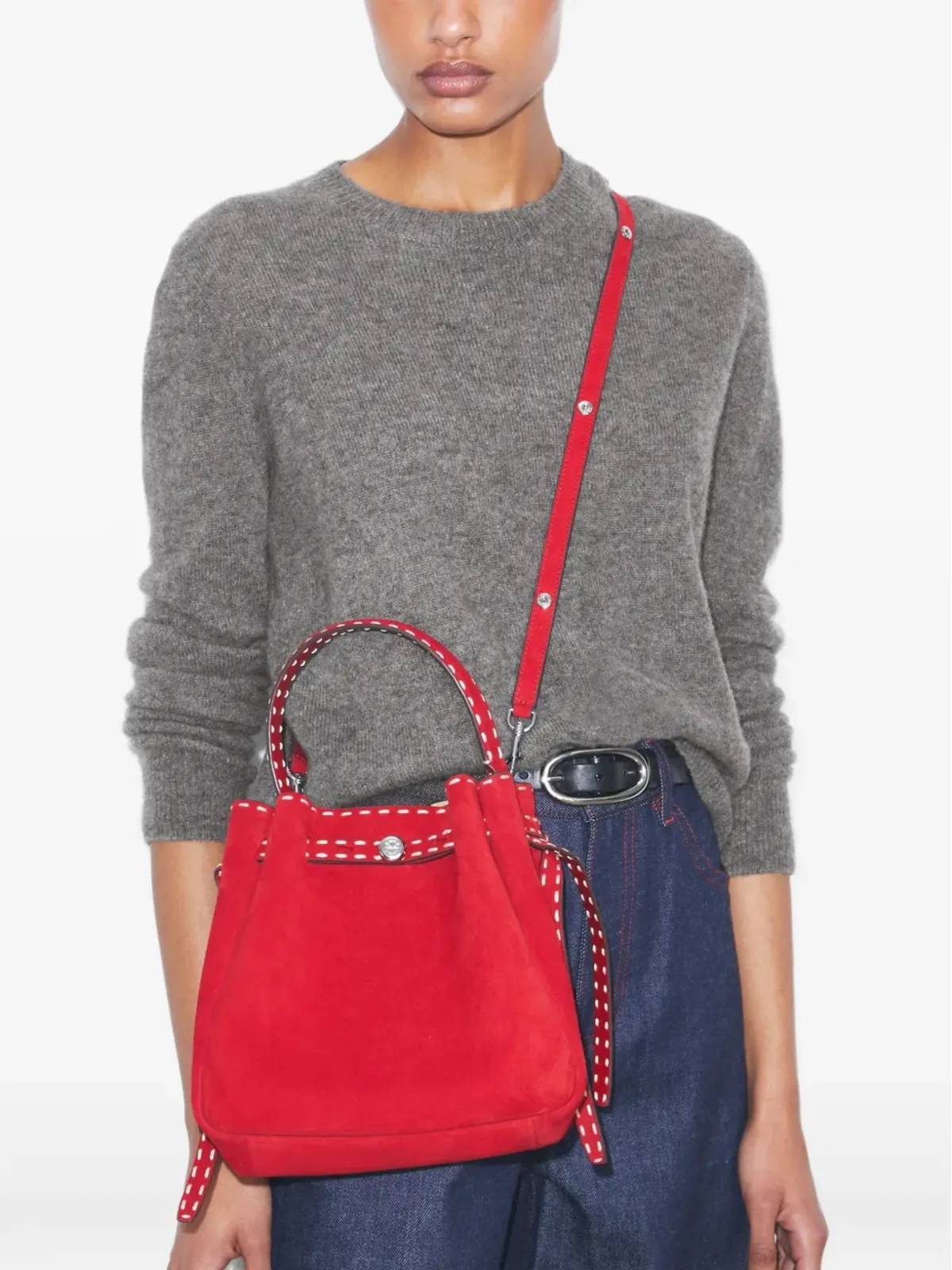 Tory Burch ロミー ピックステッチ バケットバッグ - 画像3