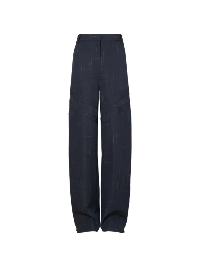 Tory Burch Tory Burch ブルーのチェック柄ワイドレッグ パラッツォパンツの商品画像