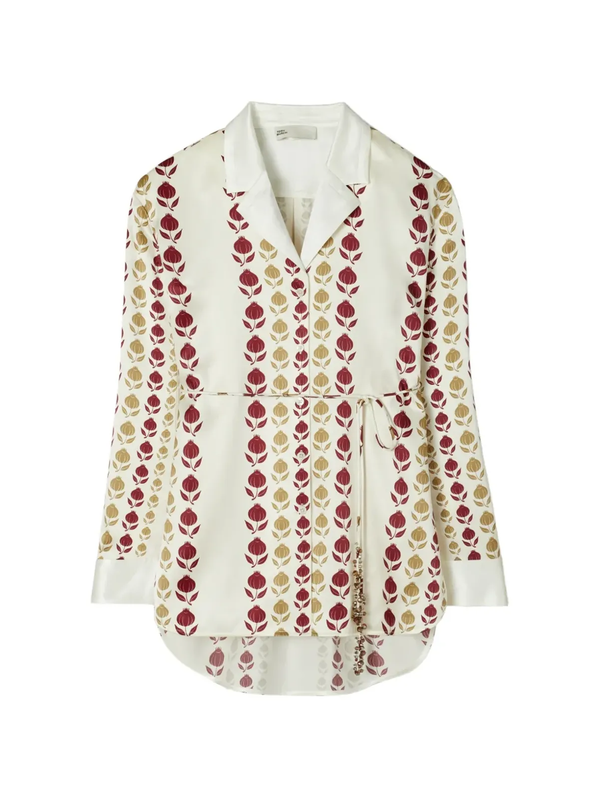 Tory Burch プリント柄シルクシャツ（ベージュ系） - 画像1