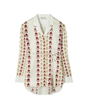 Tory Burch プリント柄シルクシャツ（ベージュ系） - サムネイル1