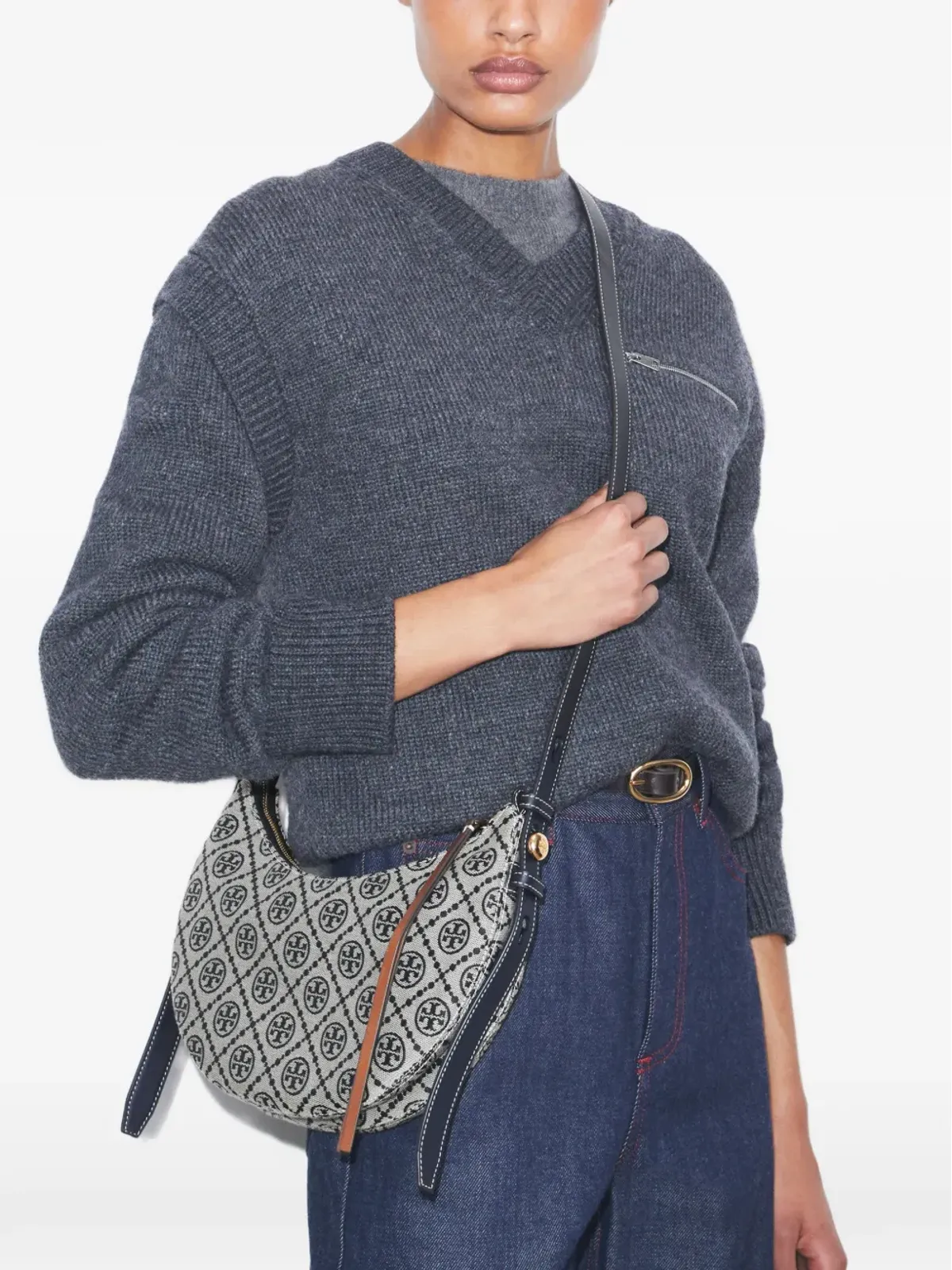 Tory Burch ロミー・ハーフムーン柄ショルダーバッグ - 画像3