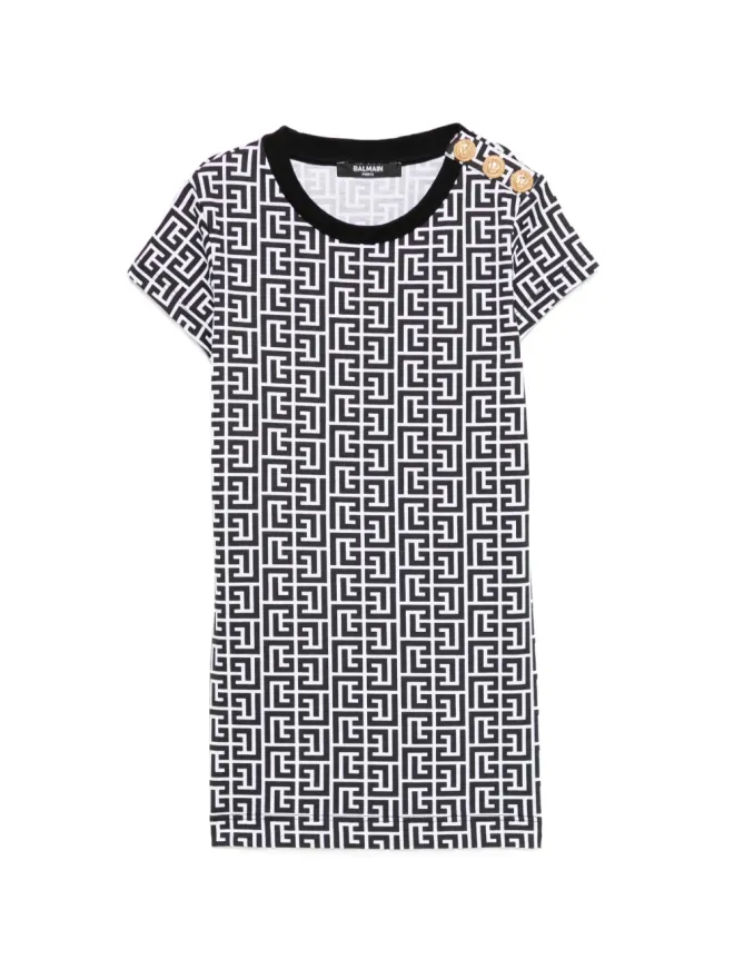 Balmain Kids Balmain Kids ボタン装飾プリントTシャツの商品画像